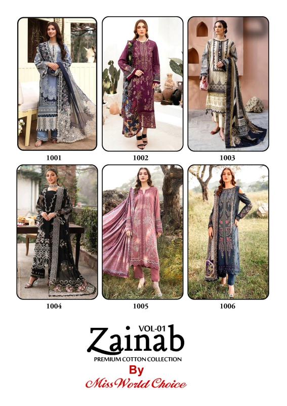 Miss World Zainab Vol-01 – Karachi Dress Material - Wholesale Catalog