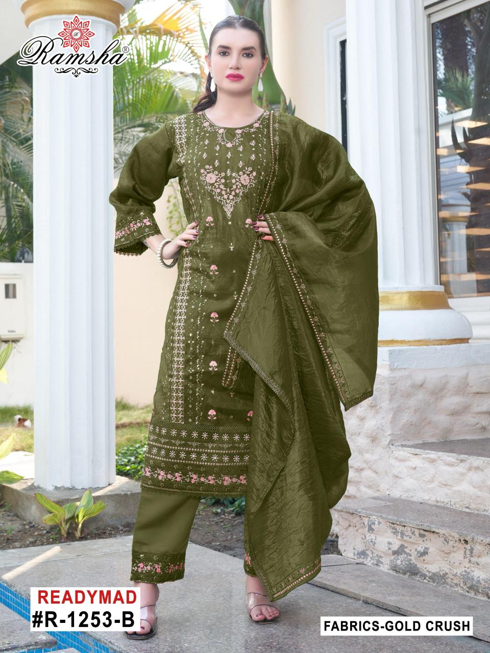 Ramsha R 1253 Nx Catalog Gold Crush pakistani style suits images