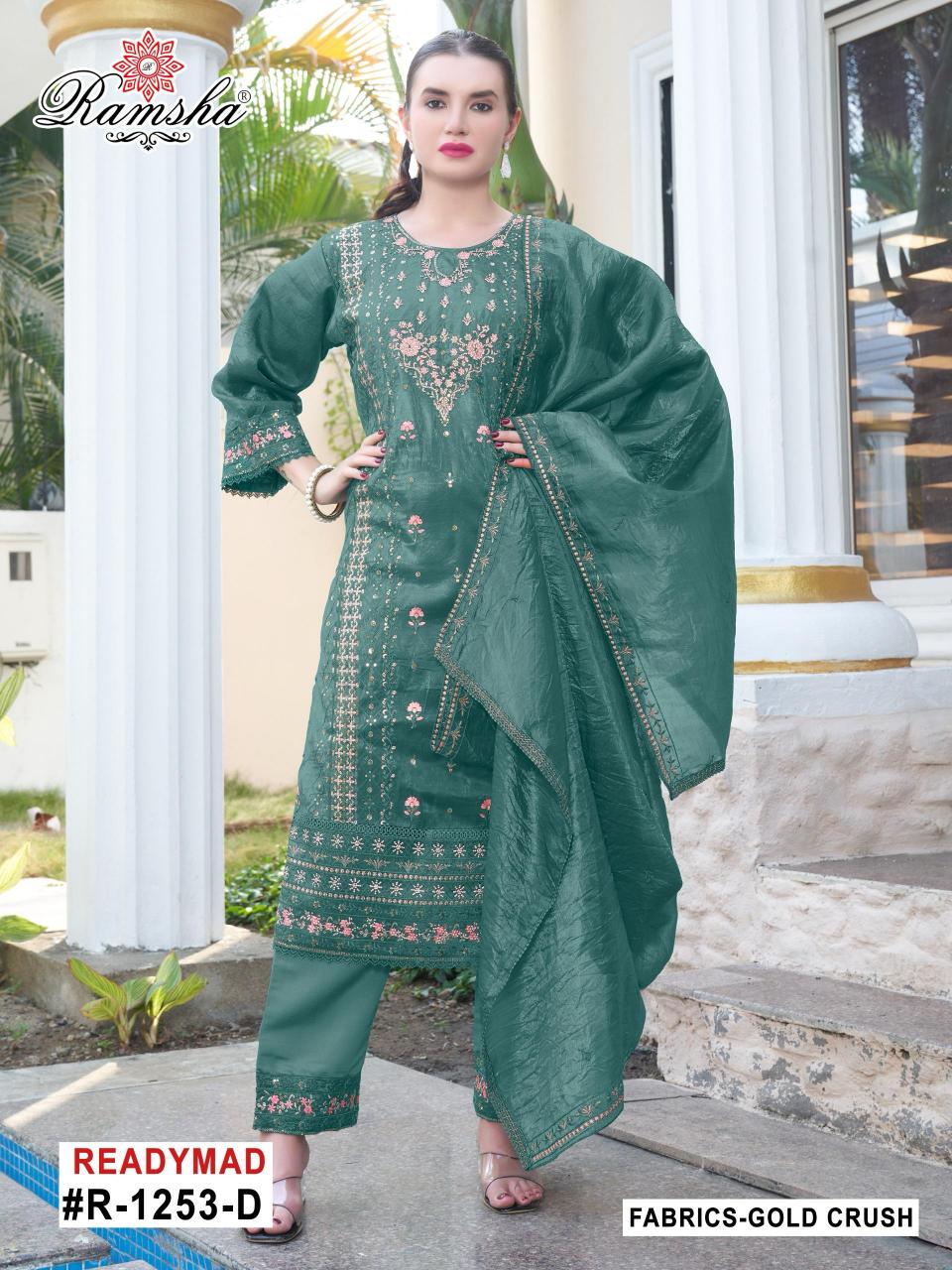 Ramsha R 1253 Nx Catalog Gold Crush pakistani style suits images