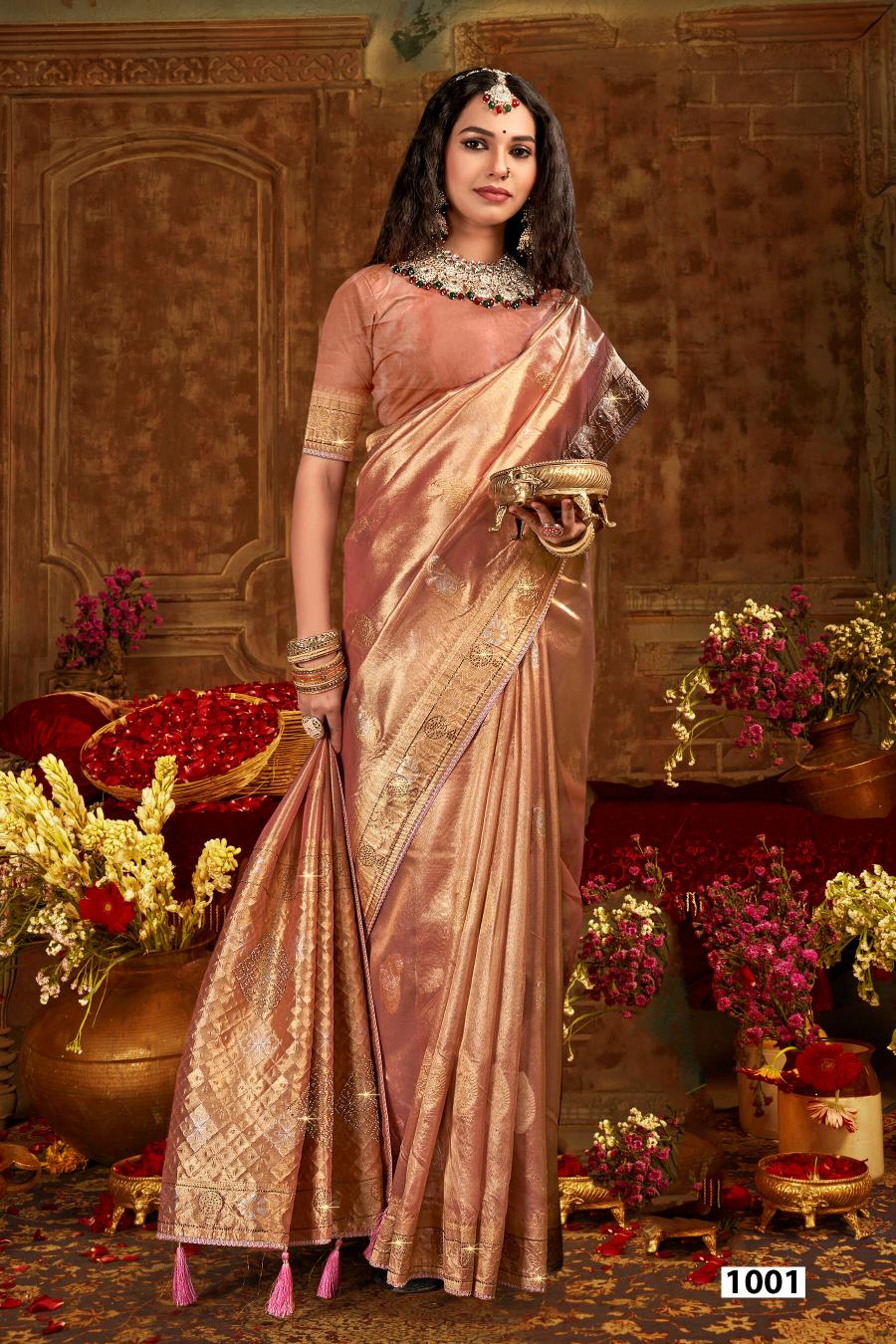 Saroj Satrani tissue jharkan vol.5 tissue silk saree in surat with price wholesale
