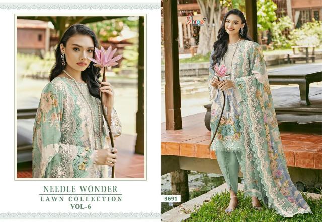 Shree Needle Wonder Lawn Collection Vol 6 Chiffon Dupatta wholesale salwar kameez online