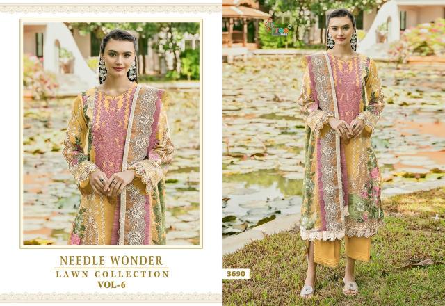 Shree Needle Wonder Lawn Collection Vol 6 Chiffon Dupatta wholesale salwar kameez online
