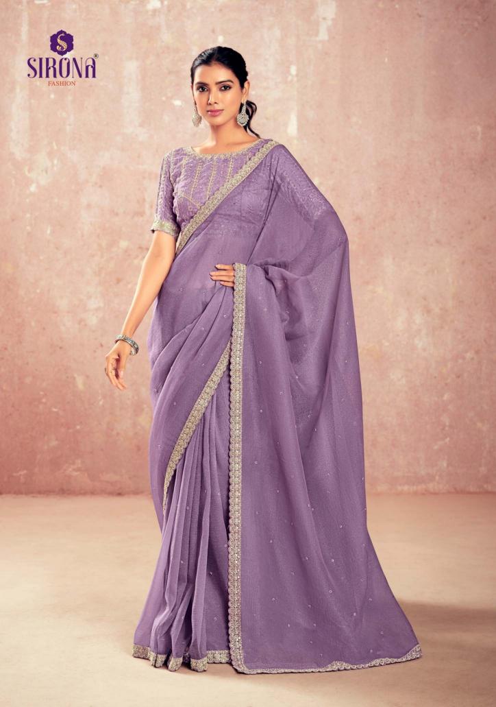 Sirona Shamika Catalog Kiwi plain chiffon saree online shopping in india