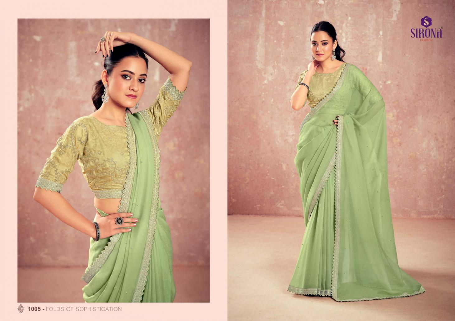 Sirona Shamika Catalog Kiwi plain chiffon saree online shopping in india