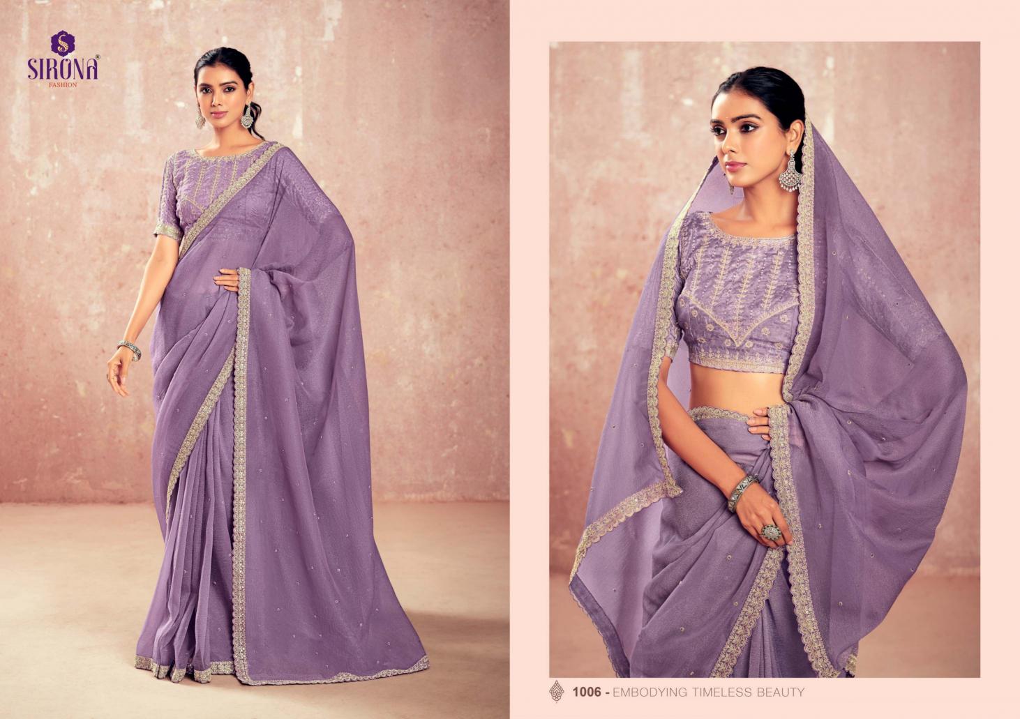 Sirona Shamika Catalog Kiwi plain chiffon saree online shopping in india