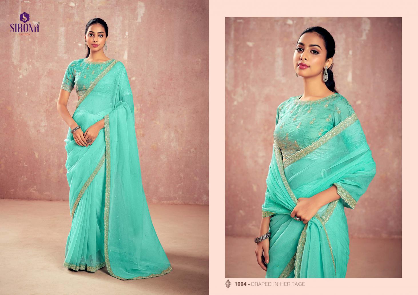 Sirona Shamika Catalog Kiwi plain chiffon saree online shopping in india