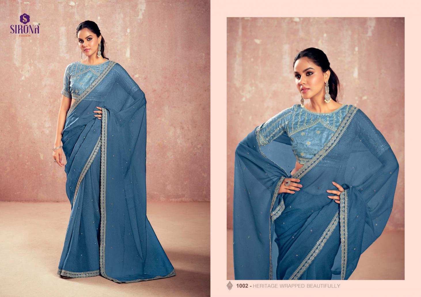Sirona Shamika Catalog Kiwi plain chiffon saree online shopping in india