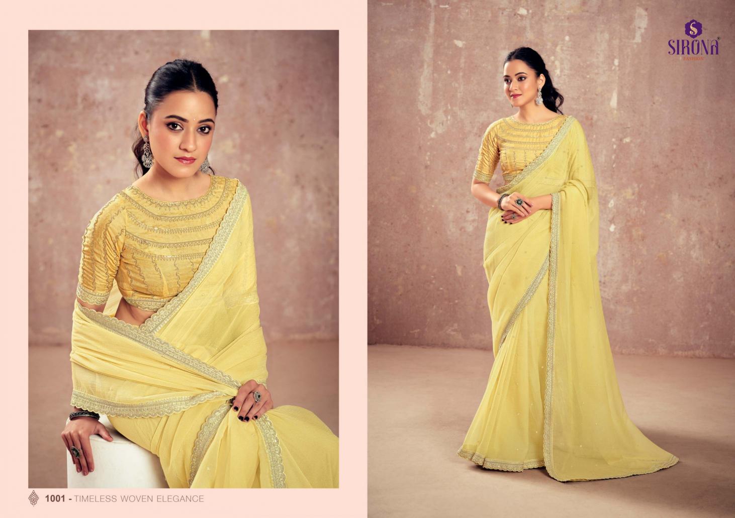 Sirona Shamika Catalog Kiwi plain chiffon saree online shopping in india