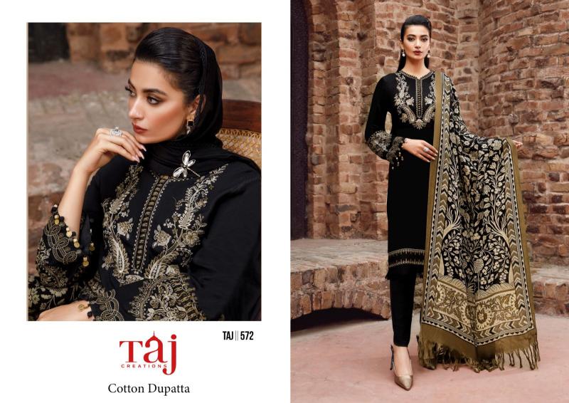 Taj 572 To 574 Cotton Dupatta Pakistani Suits Wholesale Catalog