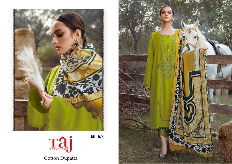 Taj 572 To 574 Cotton Dupatta Pakistani Suits Wholesale Catalog