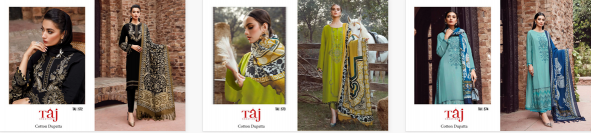 Taj 572 To 574 Cotton Dupatta Pakistani Suits Wholesale Catalog