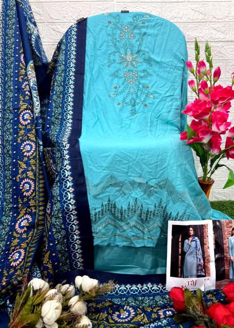 Taj 572 To 574 Cotton Dupatta Pakistani Suits Wholesale Catalog