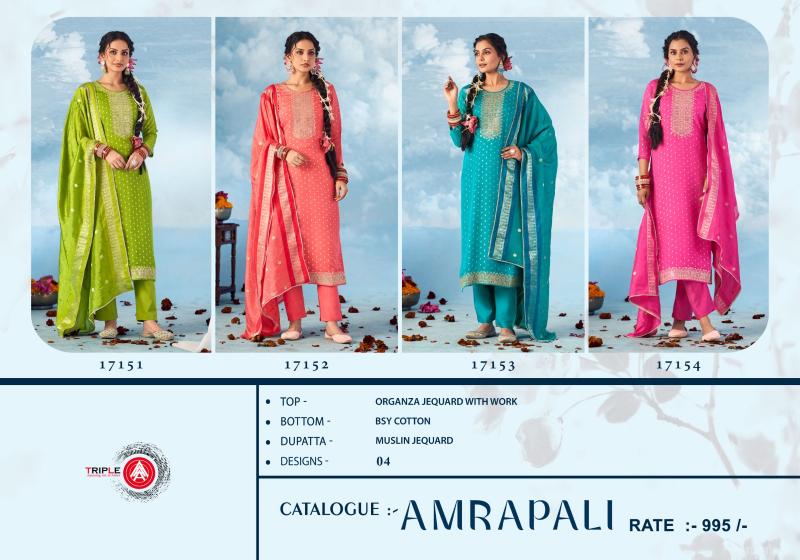 Triple Aaa Amrapali Catalog Organza buy online non catalog ladies dress material on wholesale