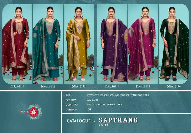 Triple Aaa Saptrang Vol 2 Catalog Viscose pure silk dress material wholesalers in mumbai