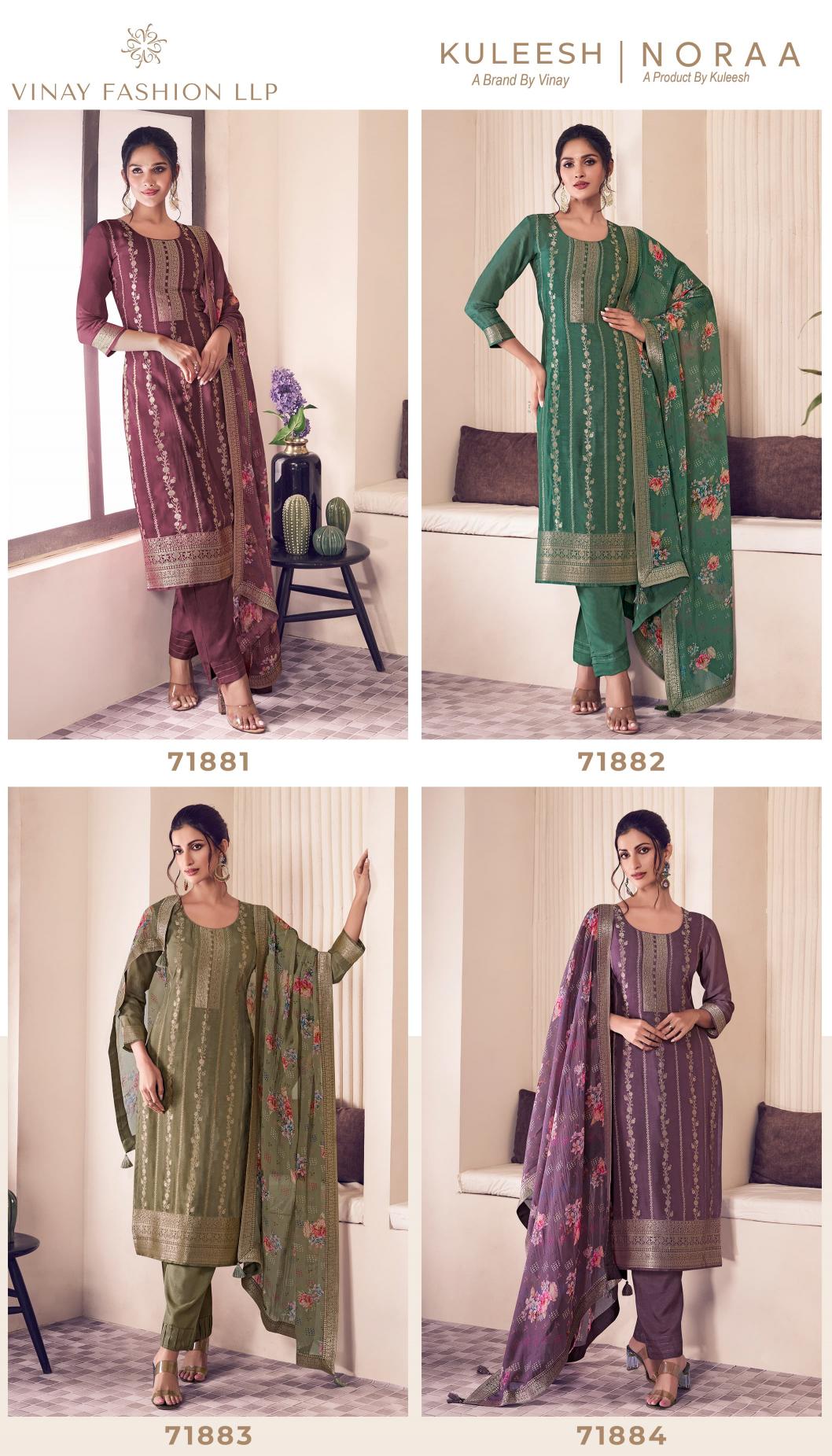 Vinay Kuleesh Noraa Catalog Designer salwar kameez dress materials wholesale