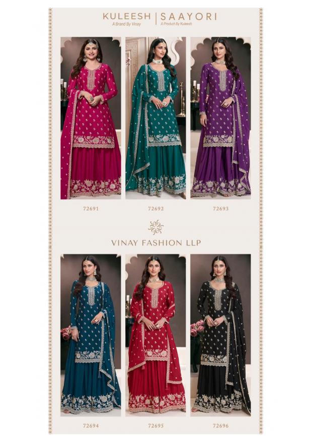 Vinay Kuleesh Saayori Catalog Chinon Embroidered designer salwar kameez wholesale online