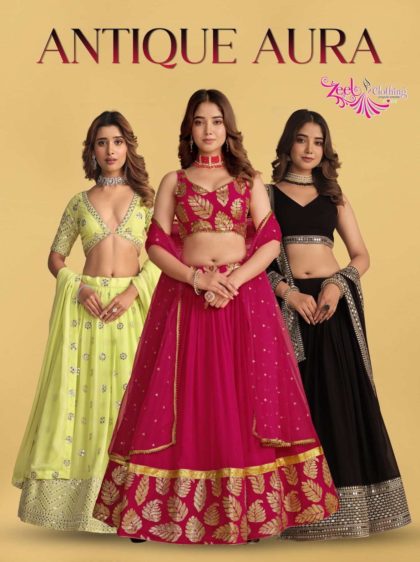 Zeel Clothing Antique Aura Catalog wholesale lehenga market in amritsar