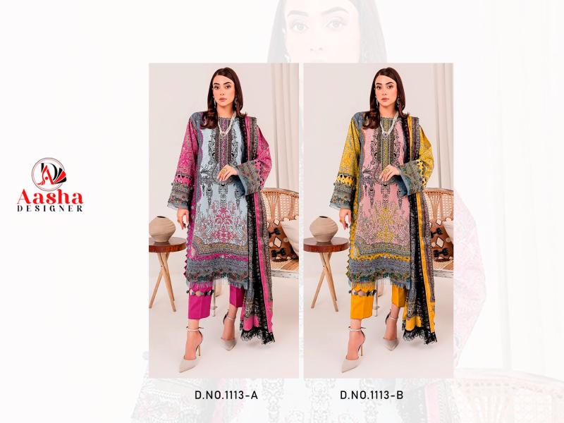 Aasha 1113 A And B Catalog Chiffon Dupatta pakistani replica suits online dubai