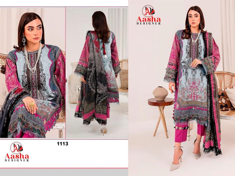 Aasha 1113 A And B catalog Cotton Dupatta pakistani salwaar suit