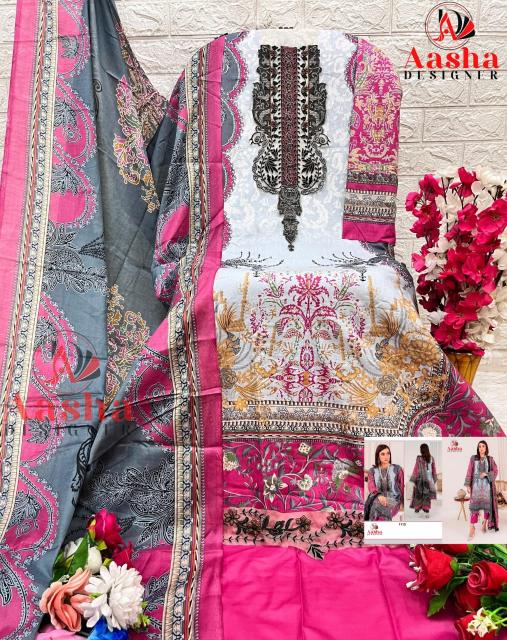 Aasha 1113 A And B catalog Cotton Dupatta pakistani salwaar suit