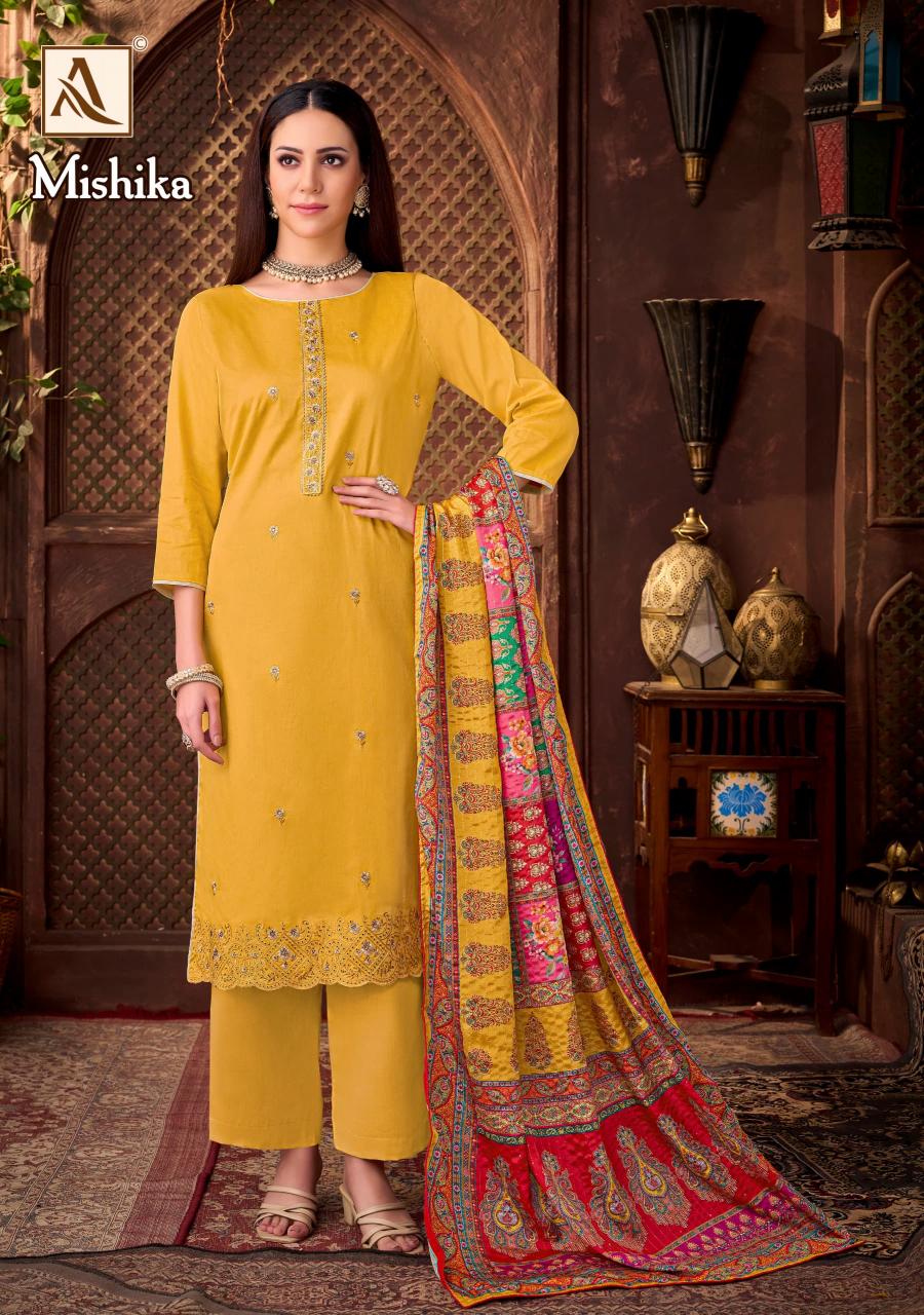 Alok Mishika Catalog surat dress material wholesale shop