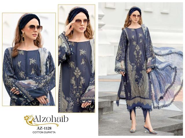 Alzohaib Az 1115 To 1128 Catalog Cotton Dupatta pakistani cut work suits