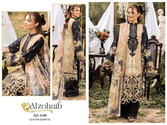 Alzohaib Az 1148, 1152, 1154 catalog Cotton Dupatta buy pakistani suits in delhi