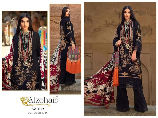 Alzohaib Az 1148, 1152, 1154 catalog Cotton Dupatta buy pakistani suits in delhi