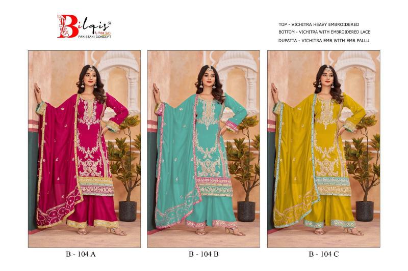 Bilqis B 104 A TO C Catalog myntra pakistani suits