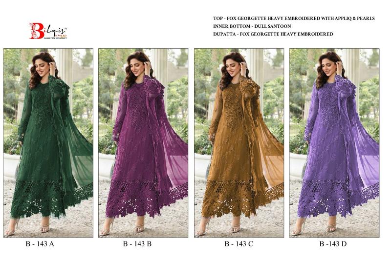 Bilqis B 143 A To D catalog Georgette pakistani suits shop in pune