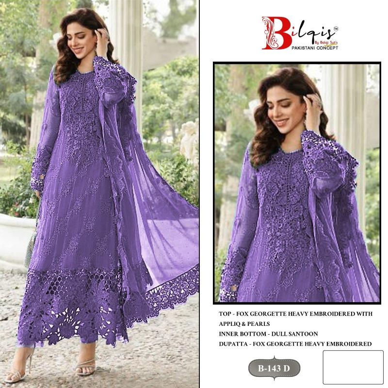 Bilqis B 143 A To D catalog Georgette pakistani suits shop in pune