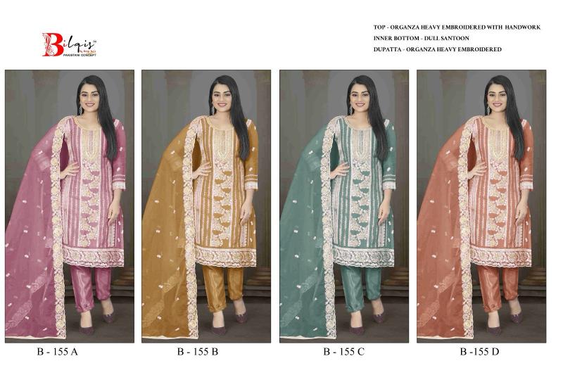 Bilqis B 155 catalog Organza pakistani pathani suit photos
