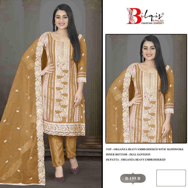 Bilqis B 155 catalog Organza pakistani pathani suit photos