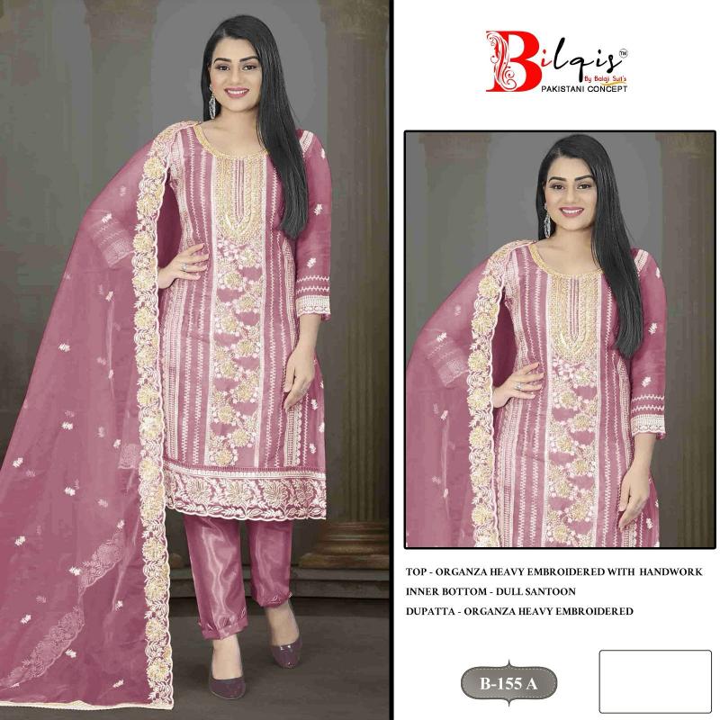 Bilqis B 155 catalog Organza pakistani pathani suit photos