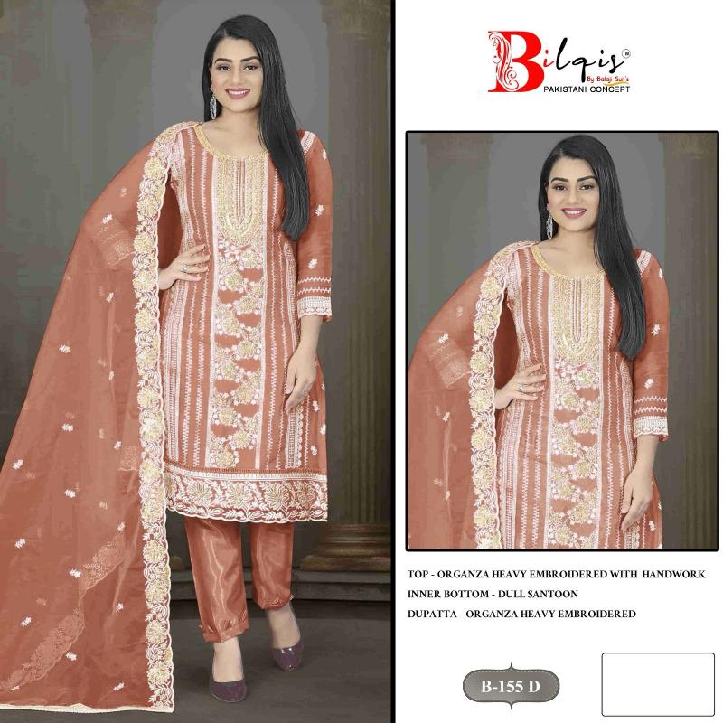 Bilqis B 155 catalog Organza pakistani pathani suit photos