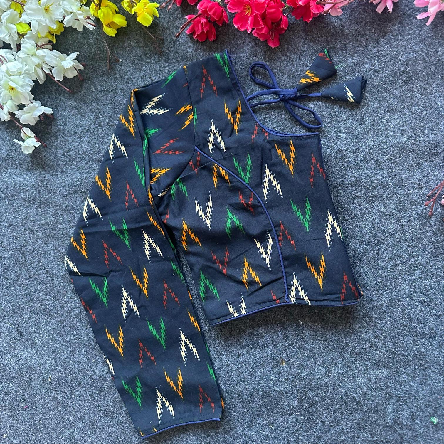 Blousewala Cotton AjrakhPrint V Neck Blouse Vol 3 blouse piece wholesale in bangalore