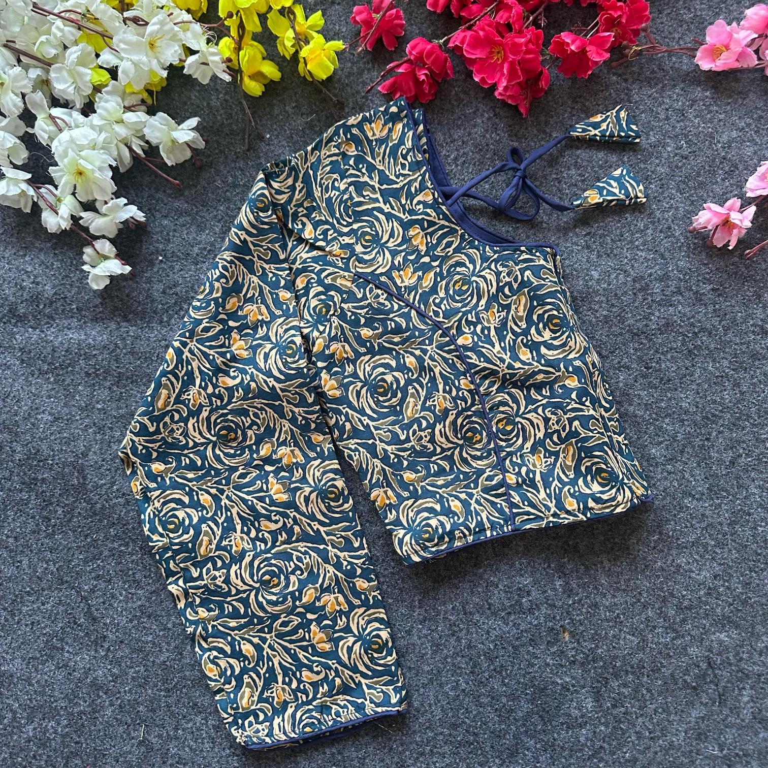 Blousewala Cotton AjrakhPrint V Neck Blouse Vol 3 blouse piece wholesale in bangalore