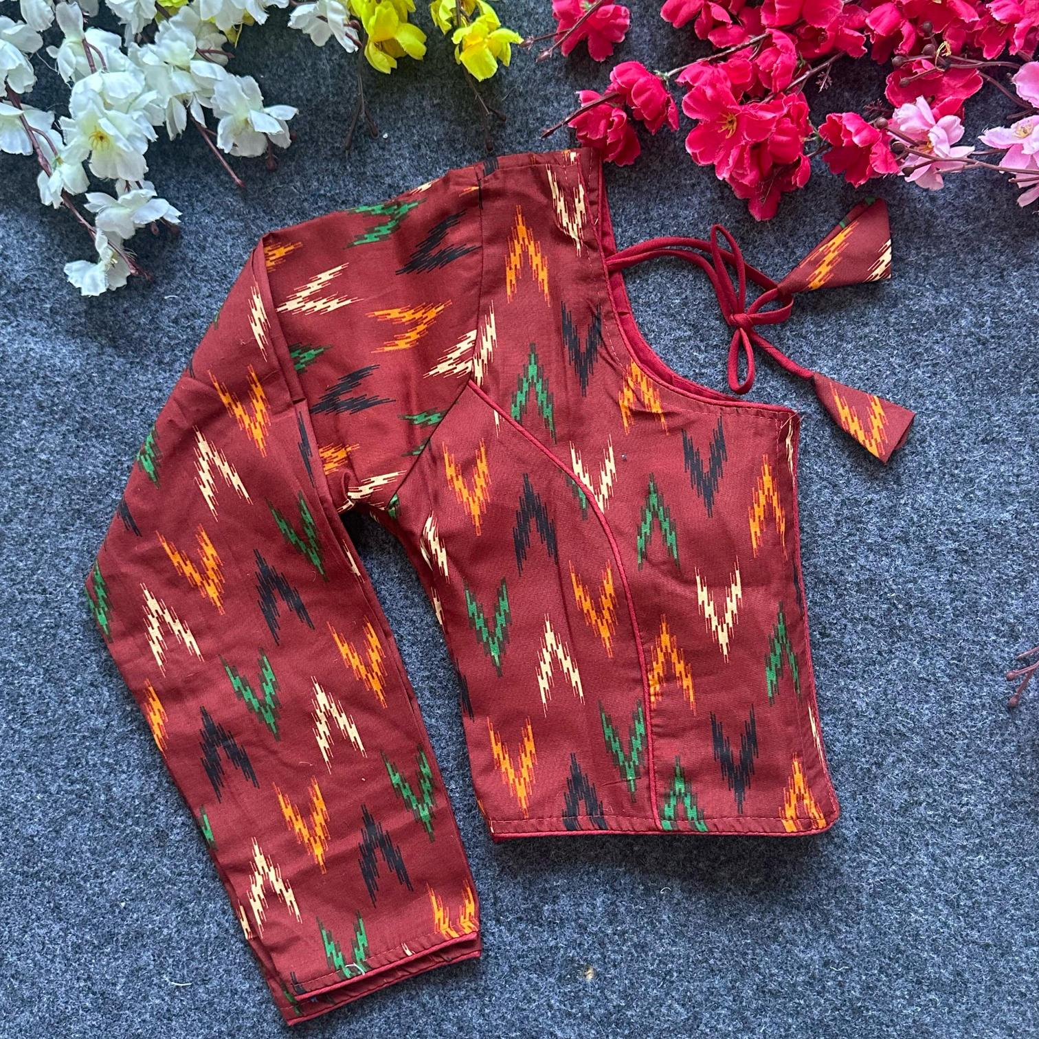 Blousewala Cotton AjrakhPrint V Neck Blouse Vol 3 blouse piece wholesale in bangalore