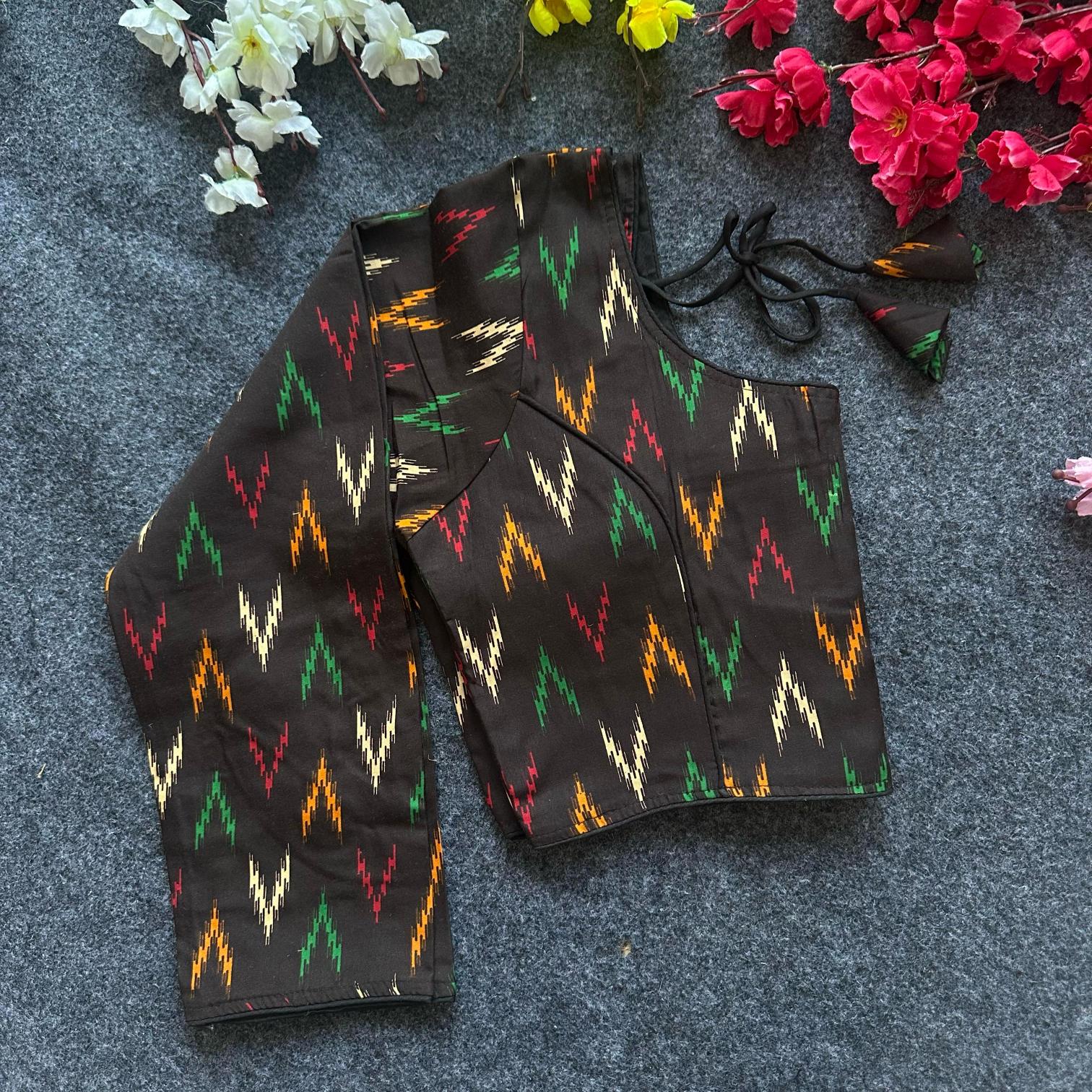 Blousewala Cotton AjrakhPrint V Neck Blouse Vol 3 blouse piece wholesale in bangalore