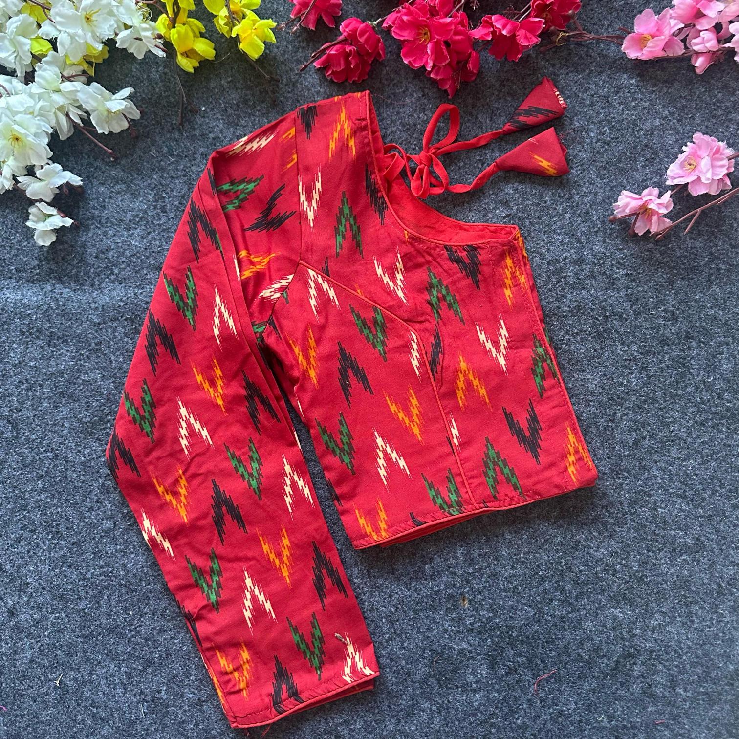 Blousewala Cotton AjrakhPrint V Neck Blouse Vol 3 blouse piece wholesale in bangalore