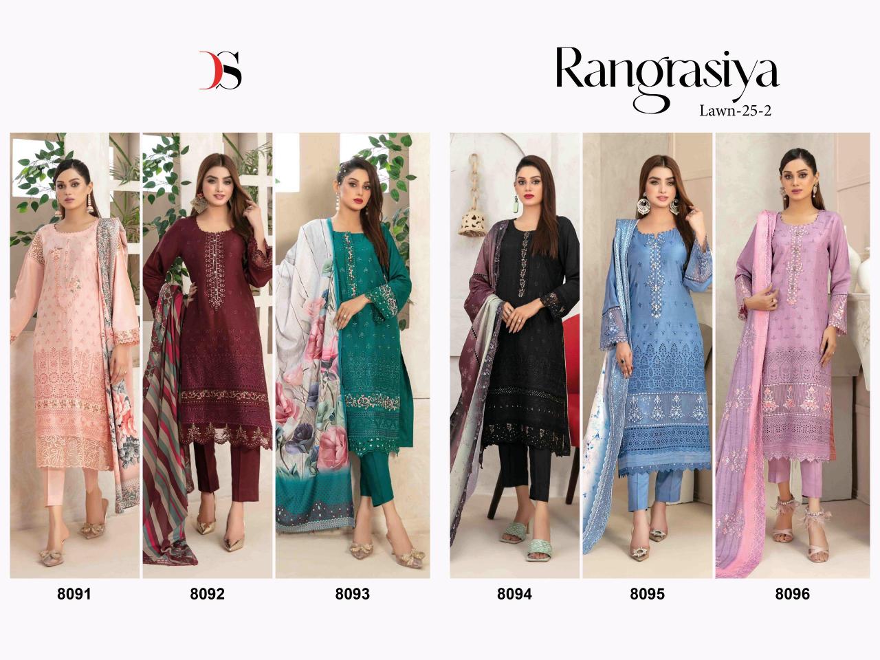 Deepsy Rangrasiya Lawn Vol 25 Vol 2 Catalog Chiffon Dupatta indiamart pakistani suits