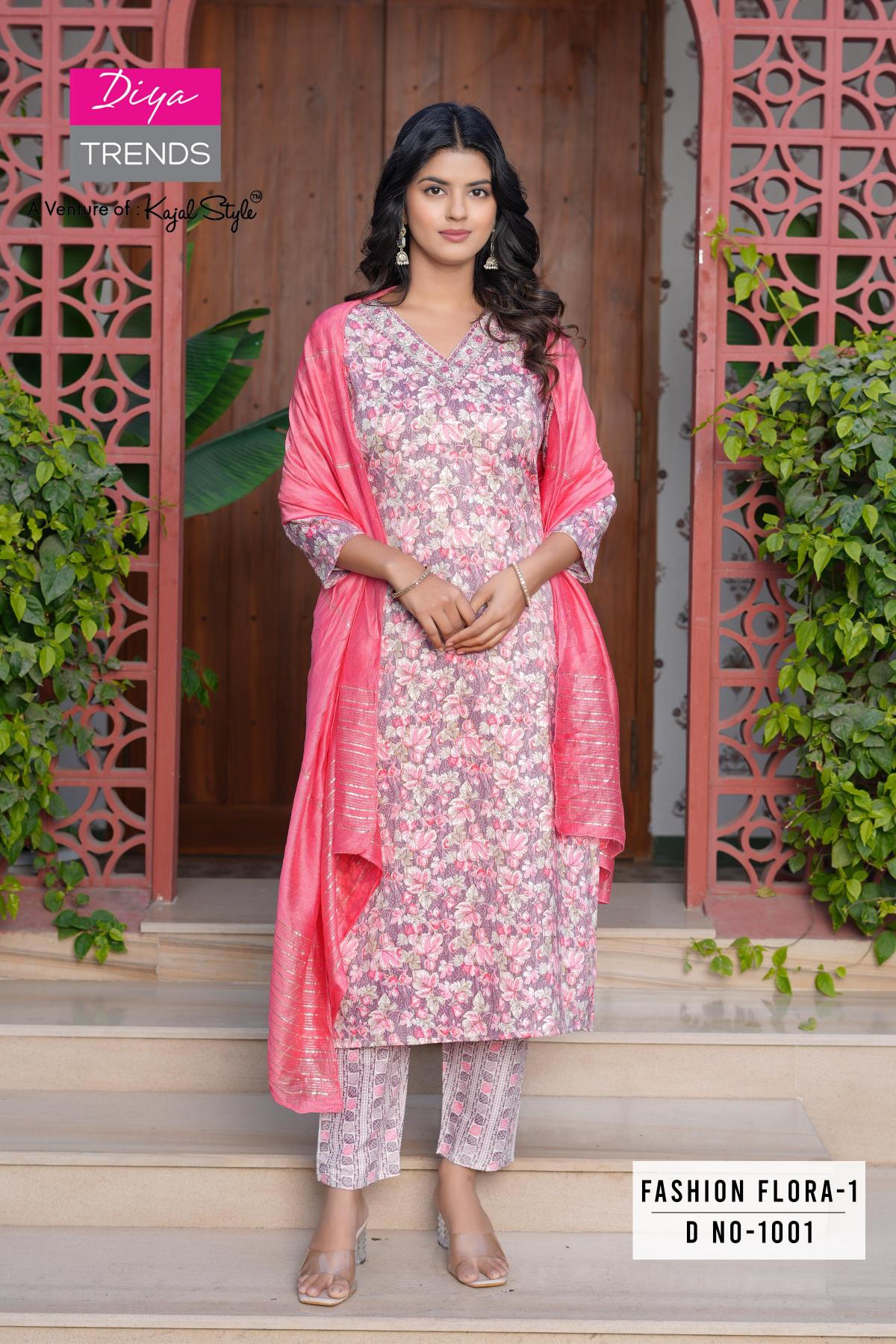 Diya Trends Fashion Flora Vol 1 Catalog peach brand catalogue kurtis manufacturer