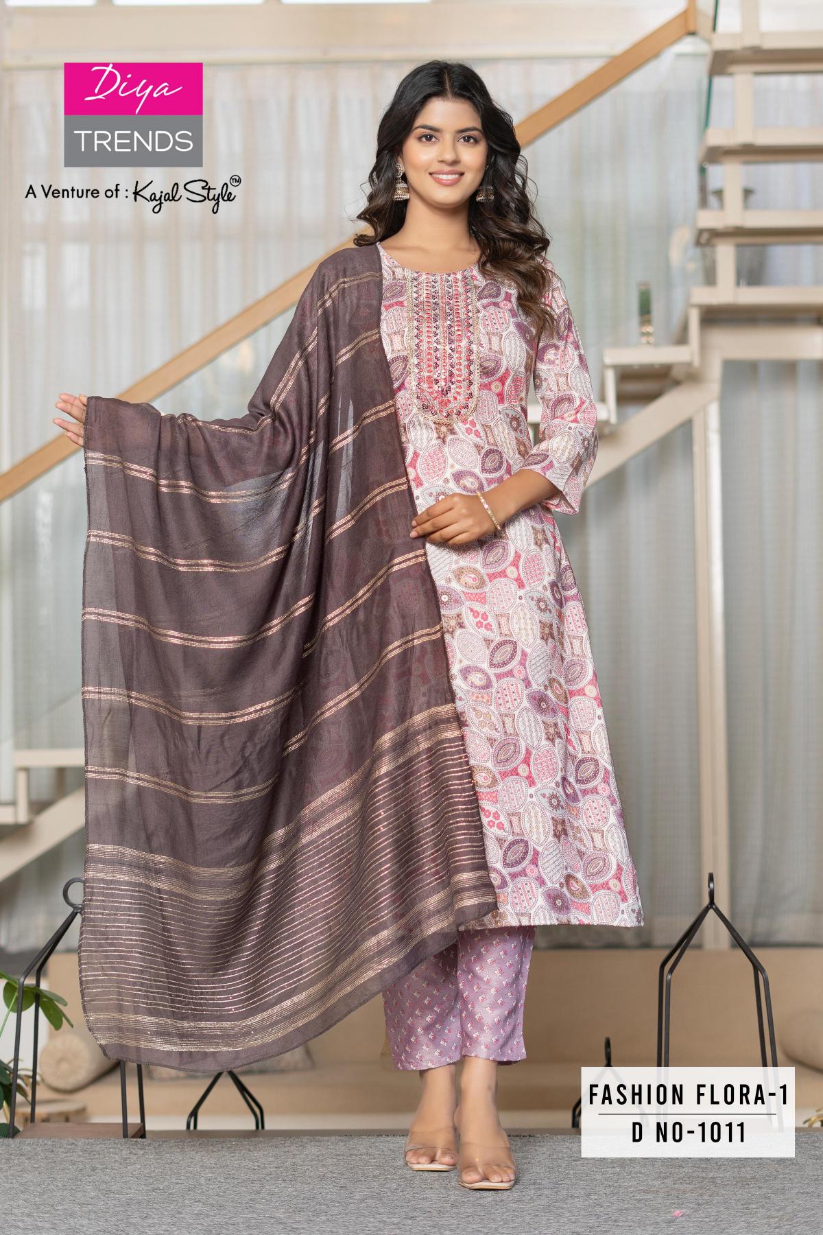 Diya Trends Fashion Flora Vol 1 Catalog peach brand catalogue kurtis manufacturer