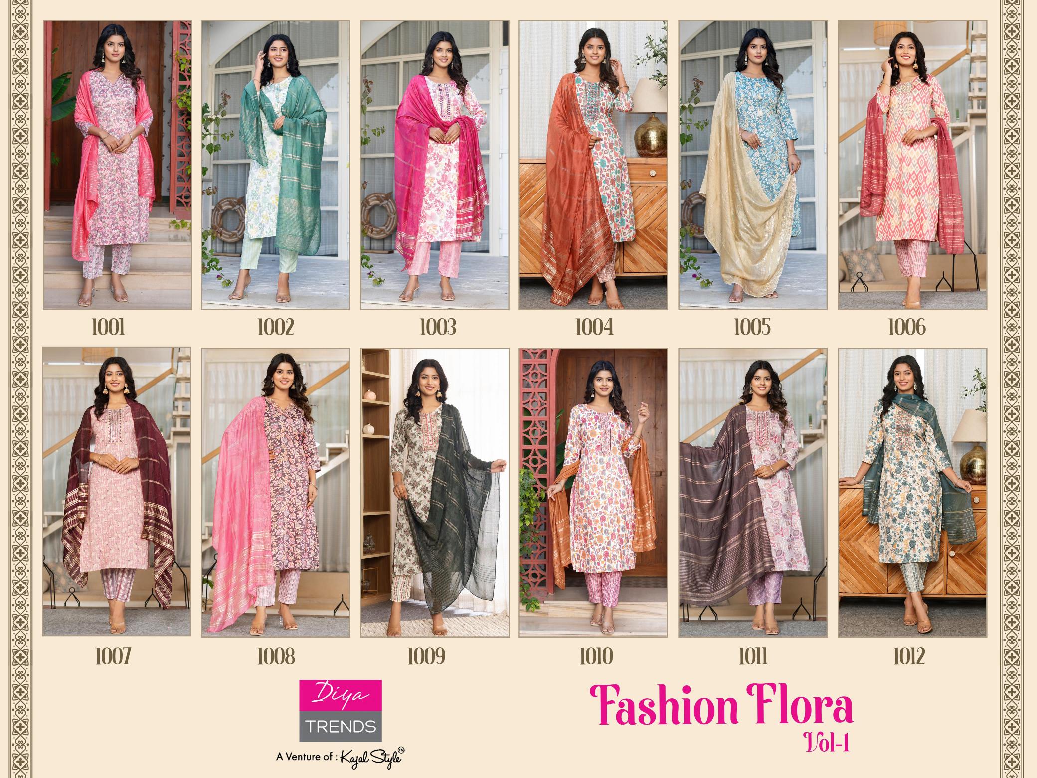 Diya Trends Fashion Flora Vol 1 Catalog peach brand catalogue kurtis manufacturer