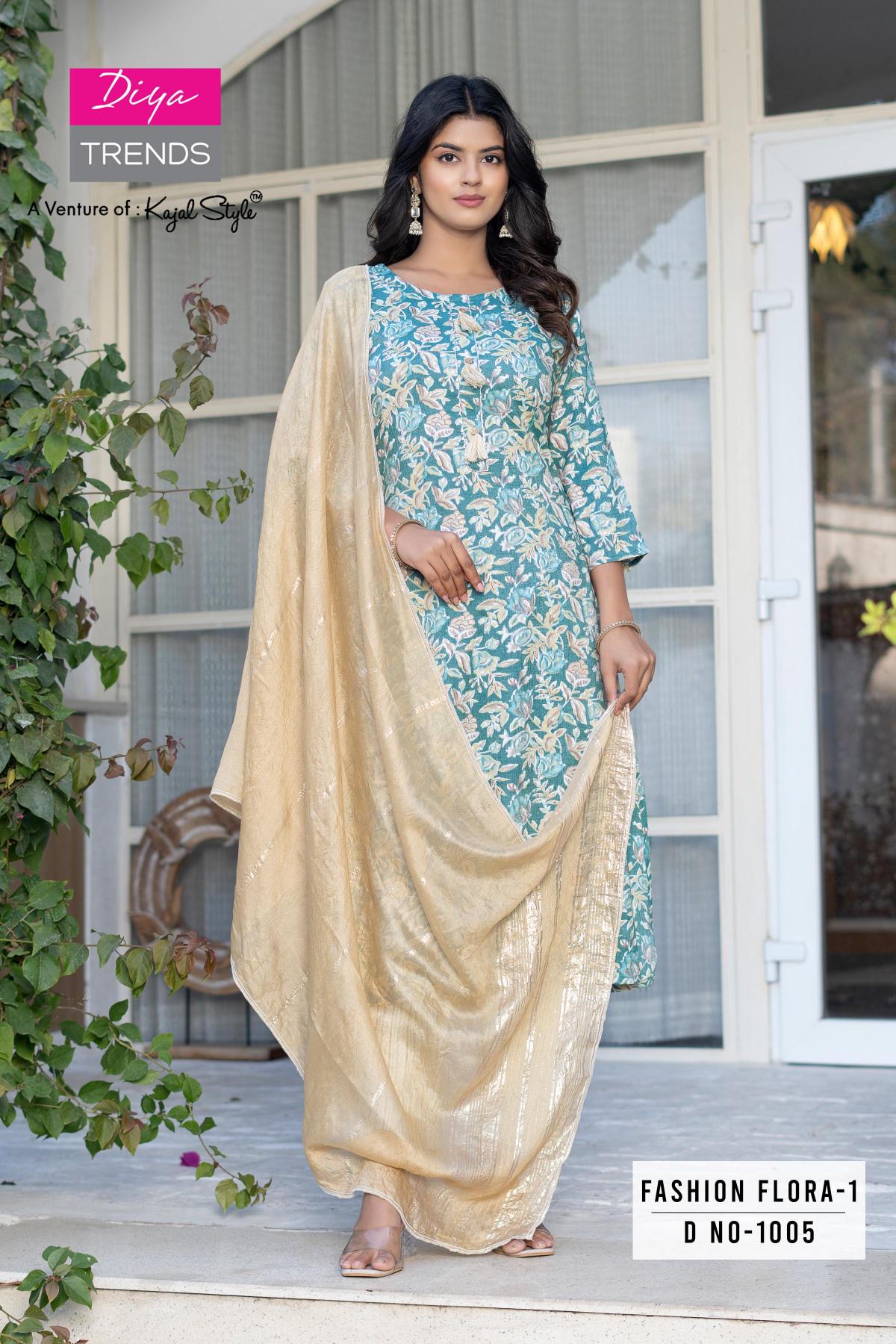 Diya Trends Fashion Flora Vol 1 Catalog peach brand catalogue kurtis manufacturer
