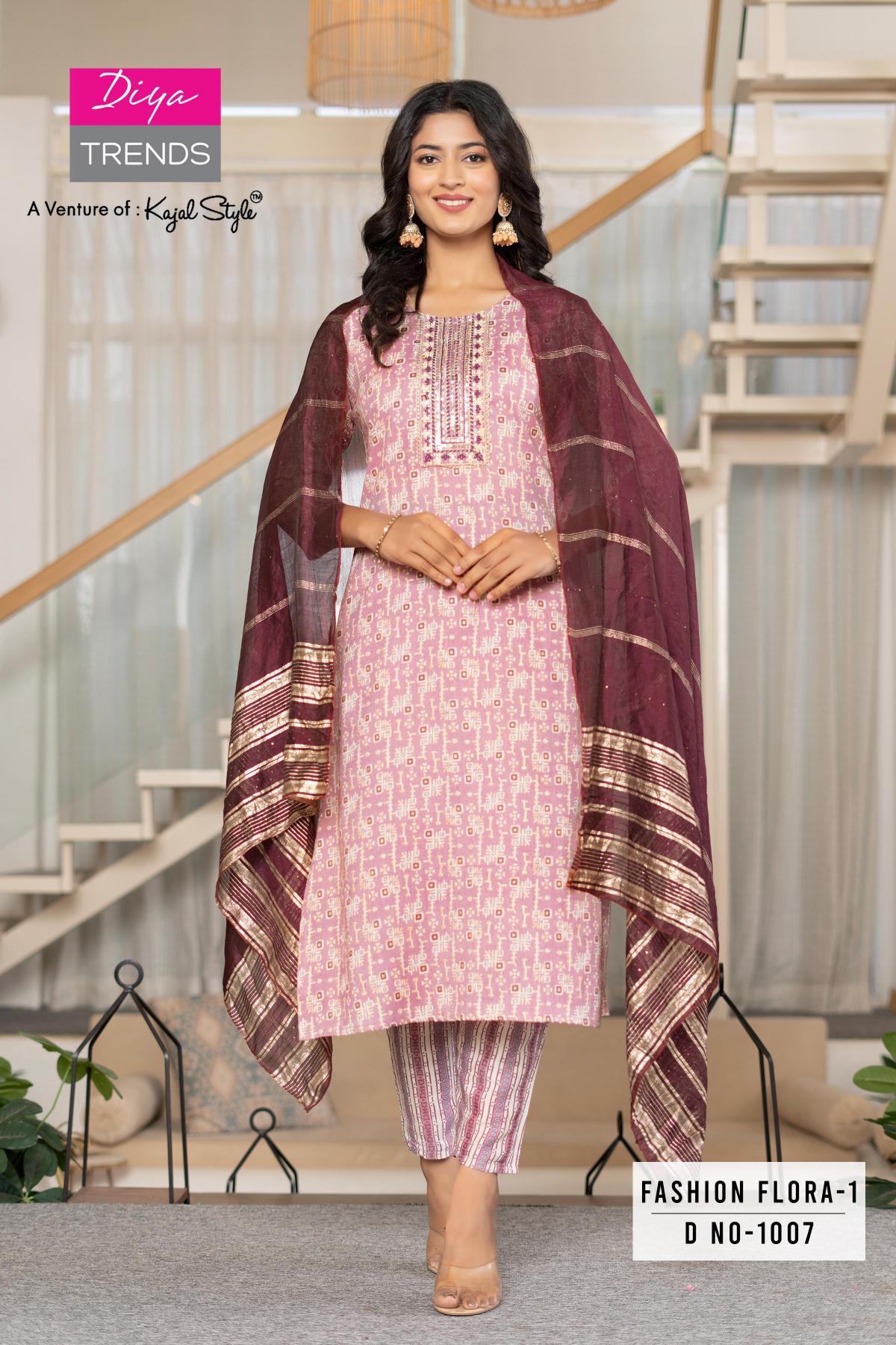 Diya Trends Fashion Flora Vol 1 Catalog peach brand catalogue kurtis manufacturer