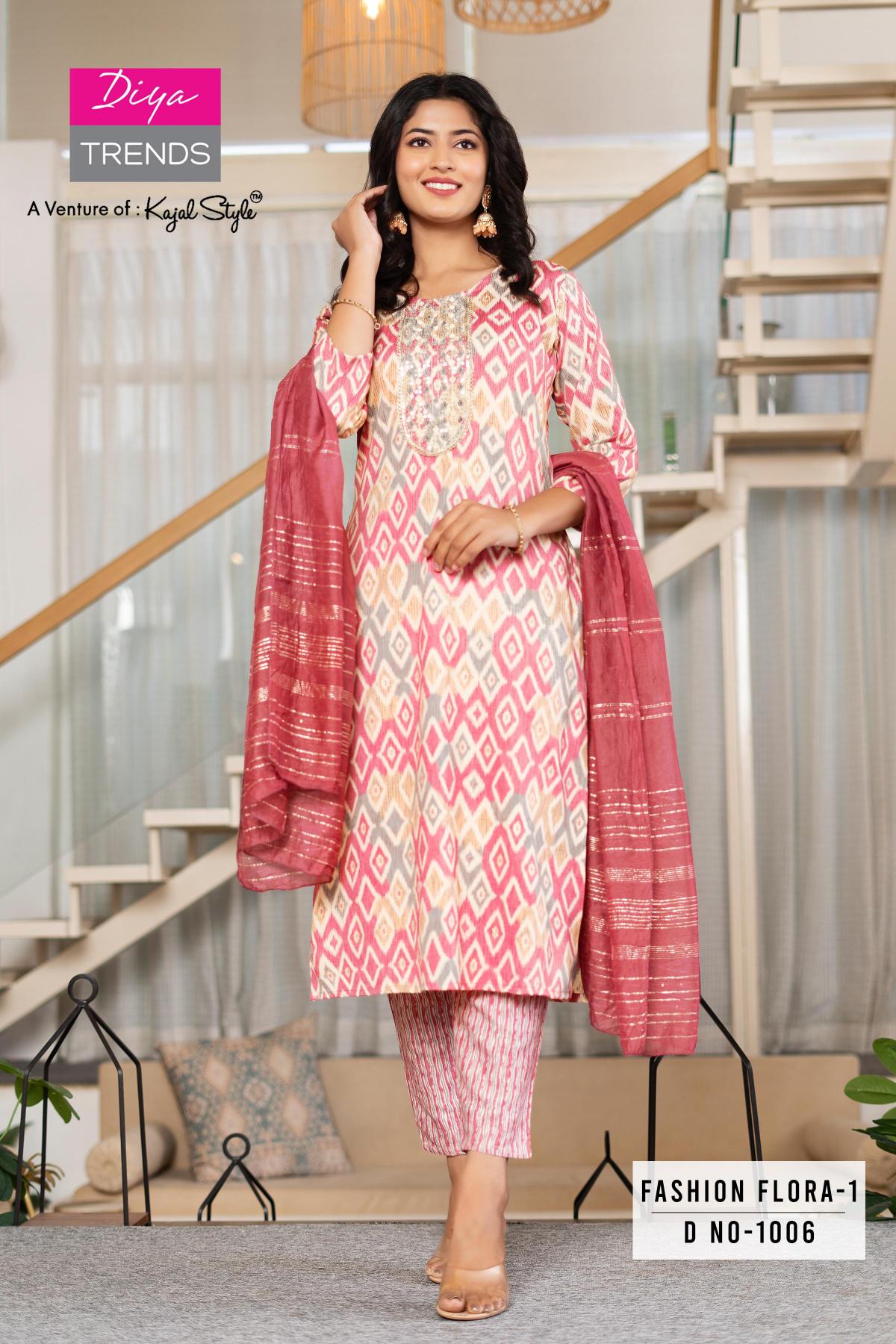 Diya Trends Fashion Flora Vol 1 Catalog peach brand catalogue kurtis manufacturer