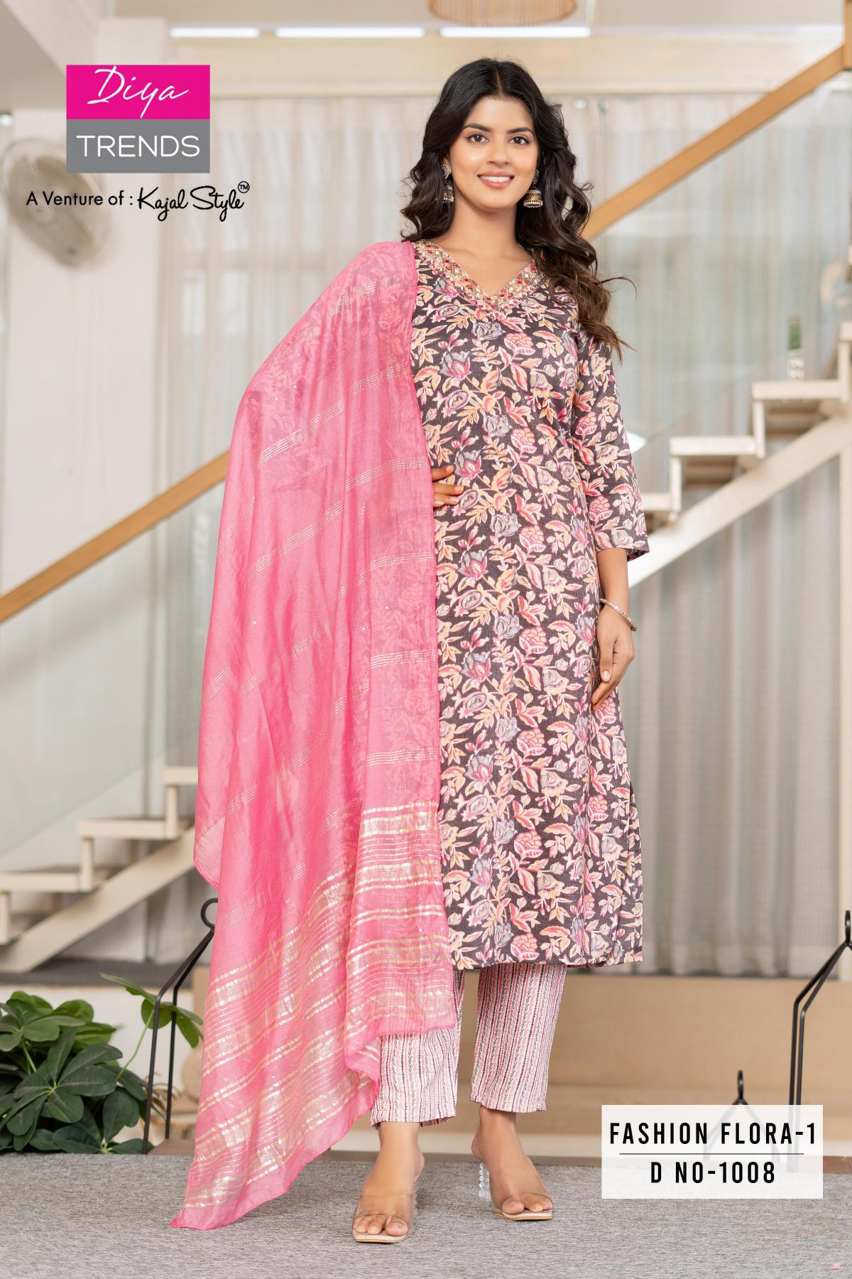 Diya Trends Fashion Flora Vol 1 Catalog peach brand catalogue kurtis manufacturer