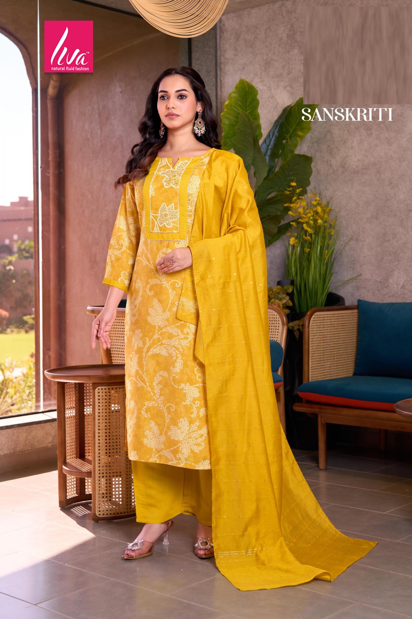 Felocity Sanskriti Vol 1 Catalog Saffron Silk Soft latest kurti neck back designs catalogue