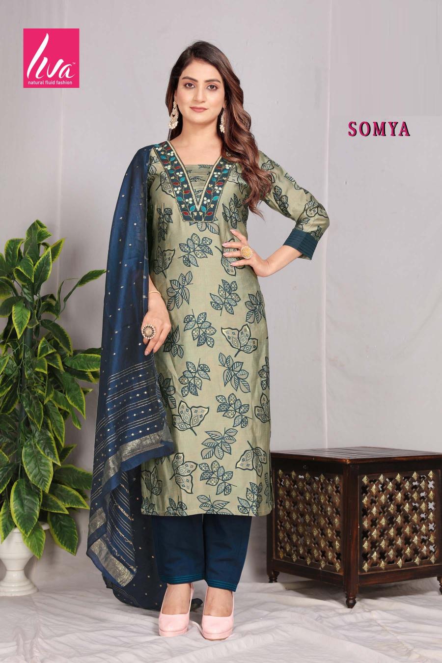 Felocity Somya Vol 1 Catalog Saffron Silk Soft Foil latest printed kurtis catalogue